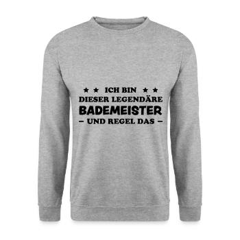Bademeister Beruf Lustiger Spruch Freibad Geschenk - Unisex Pullover - Weißgrau meliert - Vorne - Alina (178cm) & Michal (187cm)