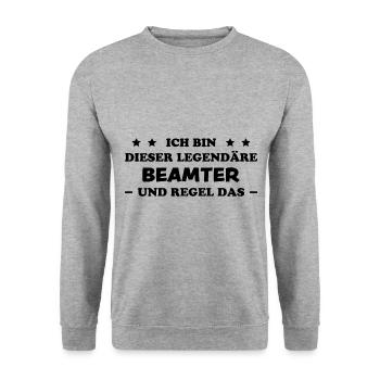 Beamter Lustiger Spruch Verbeamtung Büro Geschenk - Unisex Pullover - Weißgrau meliert - Vorne - Alina (178cm) & Michal (187cm)