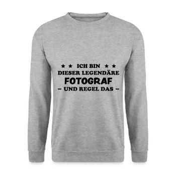 Fotograf Lustiger Spruch Beruf Fotografen Geschenk - Unisex Pullover - Weißgrau meliert - Vorne - Alina (178cm) & Michal (187cm)