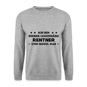 Rentner Lustiger Spruch Rente Ruhestand Geschenk - Unisex Pullover - Weißgrau meliert - Vorne - Alina (178cm) & Michal (187cm)