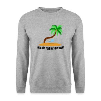 I'm ripe for the island, Lonely Island Palm - Unisex Sweatshirt - salt & pepper - Front - Alina (178cm) & Michal (187cm)