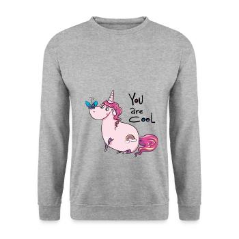 unicorn - Unisex Pullover - Weißgrau meliert - Vorne - Alina (178cm) & Michal (187cm)