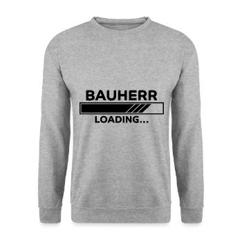 Bauherr Spruch Hausbau Richtfest Bauherr Geschenk - Unisex Pullover - Weißgrau meliert - Vorne - Alina (178cm) & Michal (187cm)