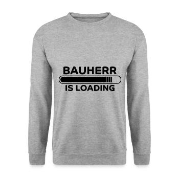 Bauherr Spruch Hausbau Richtfest Bauherr Geschenk - Unisex Pullover - Weißgrau meliert - Vorne - Alina (178cm) & Michal (187cm)