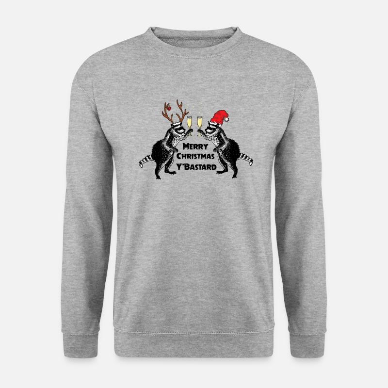 Weihnachts-Waschbären - Unisex Pullover - Weißgrau meliert