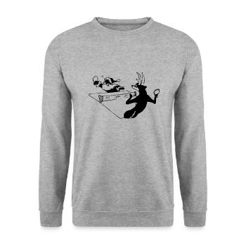 Tischtennis | Christmas Gift - Unisex Pullover - Weißgrau meliert - Vorne - Alina (178cm) & Michal (187cm)