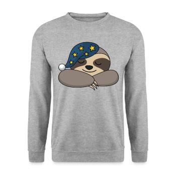 Sloth Sleepyhead Sleepy Sleeper Tired Sleeping - Unisex Sweatshirt - salt & pepper - Front - Alina (178cm) & Michal (187cm)
