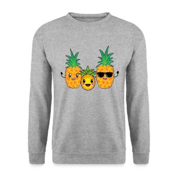 Famille d’ananas en vacances - Sweat-shirt Unisexe - gris chiné - Devant - Alina (178cm) & Michal (187cm)