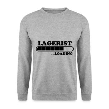 Lagerist Spruch Logistik Lustige Lagerist Geschenk - Unisex Pullover - Weißgrau meliert - Vorne - Alina (178cm) & Michal (187cm)