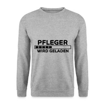 Pfleger Spruch Pflegekraft Lustig Pfleger Geschenk - Unisex Pullover - Weißgrau meliert - Vorne - Alina (178cm) & Michal (187cm)