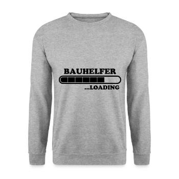 Bauhelfer Spruch Beruf Lustiges Bauhelfer Geschenk - Unisex Pullover - Weißgrau meliert - Vorne - Alina (178cm) & Michal (187cm)