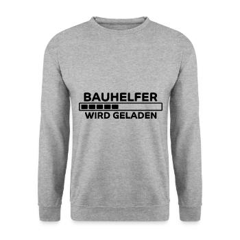 Bauhelfer Spruch Beruf Lustiges Bauhelfer Geschenk - Unisex Pullover - Weißgrau meliert - Vorne - Alina (178cm) & Michal (187cm)