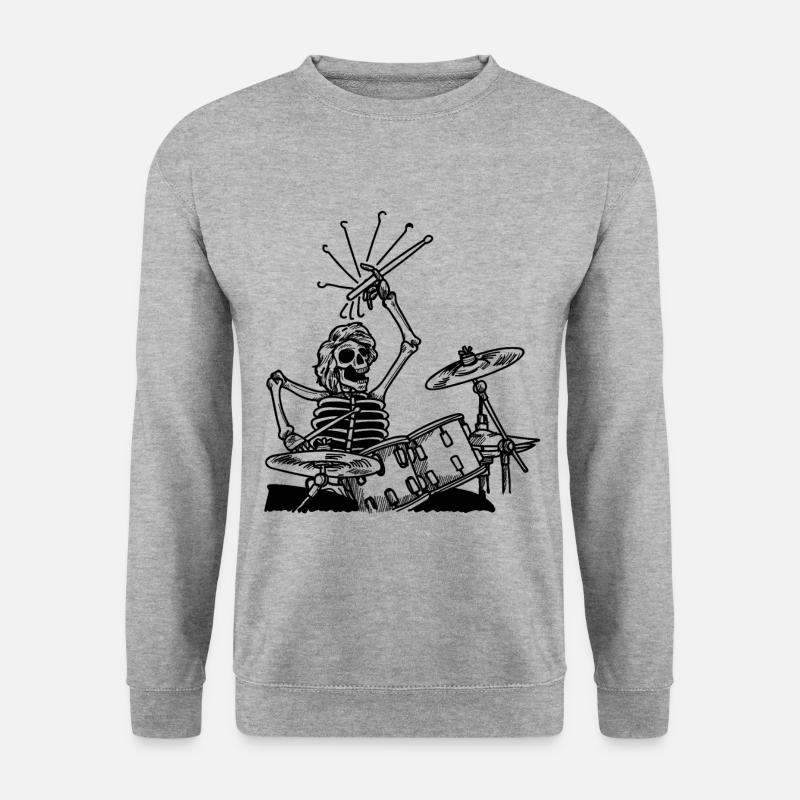 Skelett Schlagzeug Metal - Unisex Pullover - Weißgrau meliert