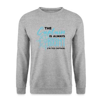 Captain Captain Boat Yacht Anchor Sail Gift - Unisex Sweatshirt - salt & pepper - Front - Alina (178cm) & Michal (187cm)