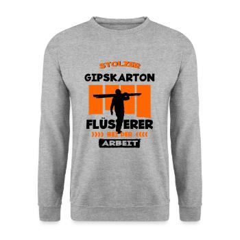 Gibskarton Flüsterer Trockenbau Trockenbauer - Unisex Pullover - Weißgrau meliert - Vorne - Alina (178cm) & Michal (187cm)