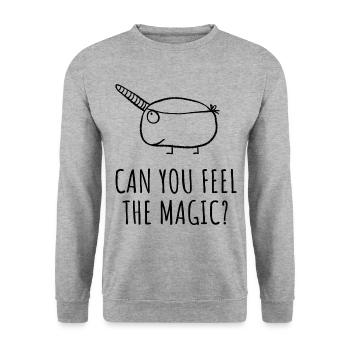 Pouvez-vous sentir la magie - Cochon d’Inde licorne - Sweat-shirt Unisexe - gris chiné - Devant - Alina (178cm) & Michal (187cm)