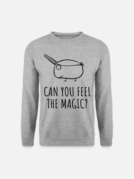Can you feel the magic - Einhorn Meerschwein - Unisex Pullover - Weißgrau meliert
