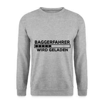 Baggerfahrer Spruch Lustiges Baggerfahrer Geschenk - Unisex Pullover - Weißgrau meliert - Vorne - Alina (178cm) & Michal (187cm)