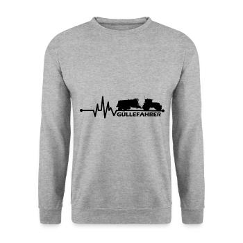 Güllefahrer Landwirt Bauer Herzschlag EKG - Unisex Pullover - Weißgrau meliert - Vorne - Alina (178cm) & Michal (187cm)