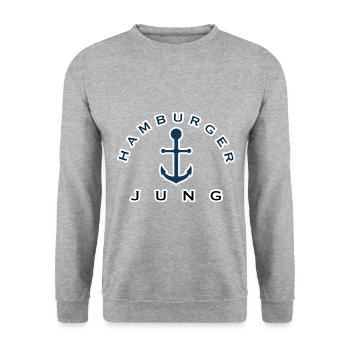 Hamburg Hamburger Jung Spruch - Unisex Pullover - Weißgrau meliert - Vorne - Alina (178cm) & Michal (187cm)