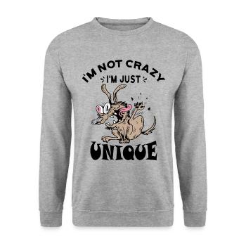 Ich bin nicht verrückt, ich bin nur einzigartig - Unisex Pullover - Weißgrau meliert - Vorne - Alina (178cm) & Michal (187cm)