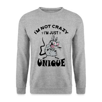 I'm not crazy I'm just unique, Weird Mouse - Unisex Pullover - Weißgrau meliert - Vorne - Alina (178cm) & Michal (187cm)