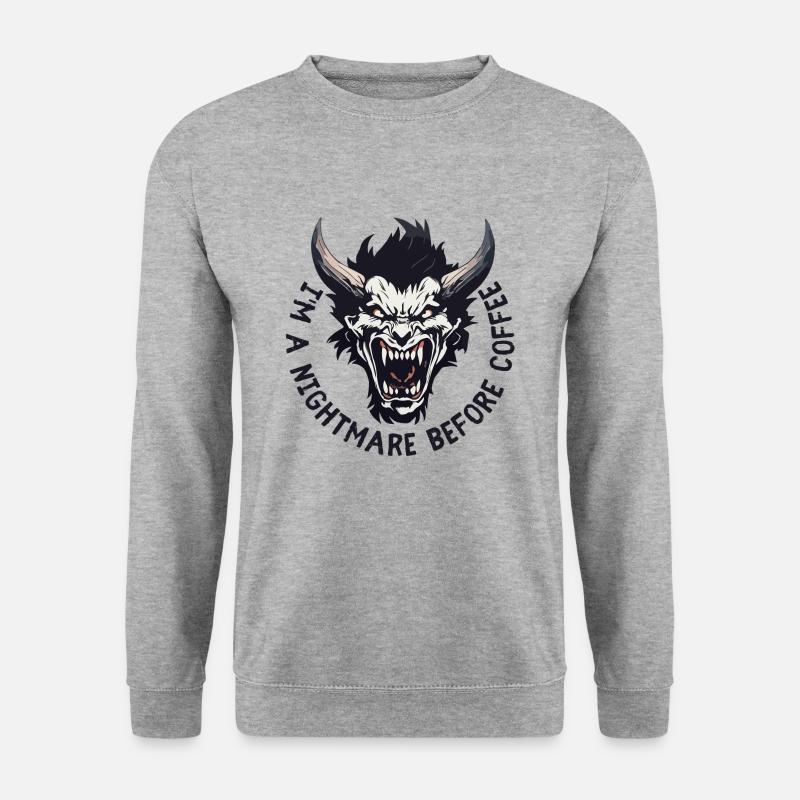 Nightmare before Coffee - Unisex Pullover - Weißgrau meliert