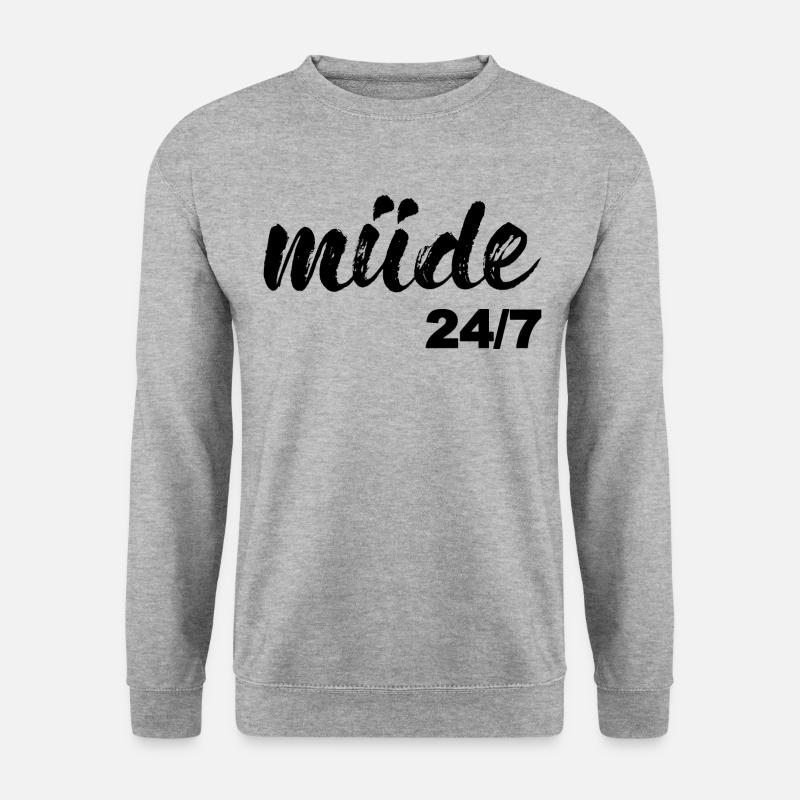 Müde 24/7, schwarz - Unisex Pullover - Weißgrau meliert