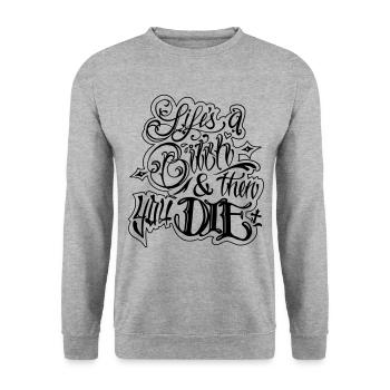 La vie est un B**** et puis tu meurs - noir - Sweat-shirt Unisexe - gris chiné - Devant - Alina (178cm) & Michal (187cm)