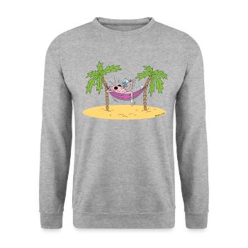 Holiday Brain - Unisex Pullover - Weißgrau meliert - Vorne - Alina (178cm) & Michal (187cm)