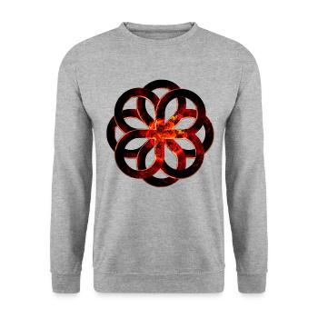 Glühender Knoten - Unisex Pullover - Weißgrau meliert - Vorne - Alina (178cm) & Michal (187cm)