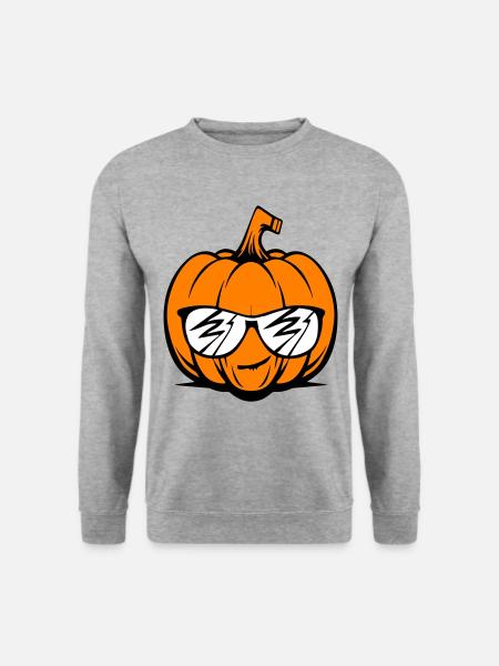 Halloween Kürbis Lustig - Unisex Pullover - Weißgrau meliert
