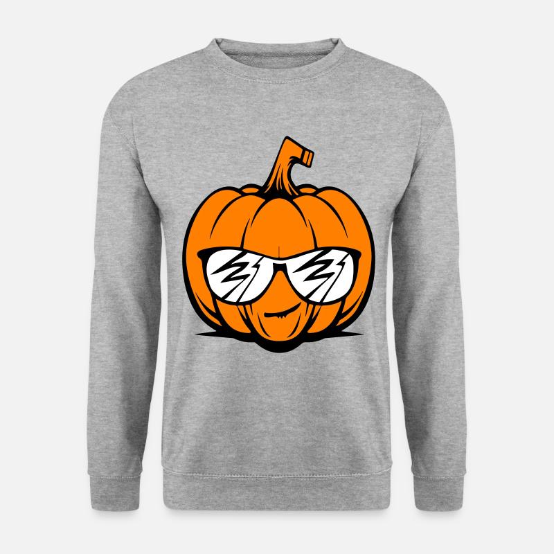 Halloween Kürbis Lustig - Unisex Pullover - Weißgrau meliert