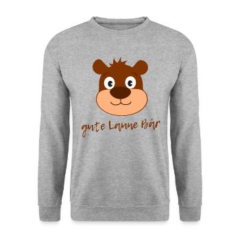 gute Laune Bär FUN WEAR - Unisex Pullover - Weißgrau meliert - Vorne - Alina (178cm) & Michal (187cm)