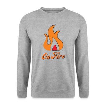 On Fire heat embers fire (gift for friend) - Unisex Sweatshirt - salt & pepper - Front - Alina (178cm) & Michal (187cm)