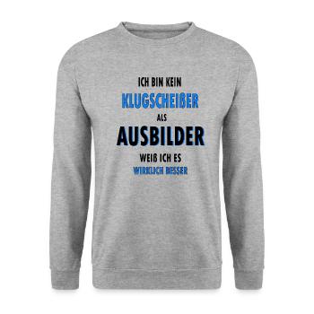 Ausbilder Geschenk blau Spruch Sprüche - Unisex Pullover - Weißgrau meliert - Vorne - Alina (178cm) & Michal (187cm)