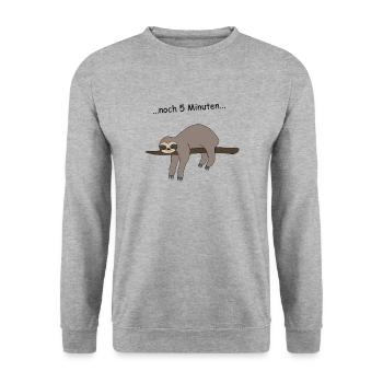 Faultier Schlafen Wecker - Unisex Pullover - Weißgrau meliert - Vorne - Alina (178cm) & Michal (187cm)