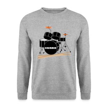 Drummer Schlagzeug - Unisex Pullover - Weißgrau meliert - Vorne - Alina (178cm) & Michal (187cm)