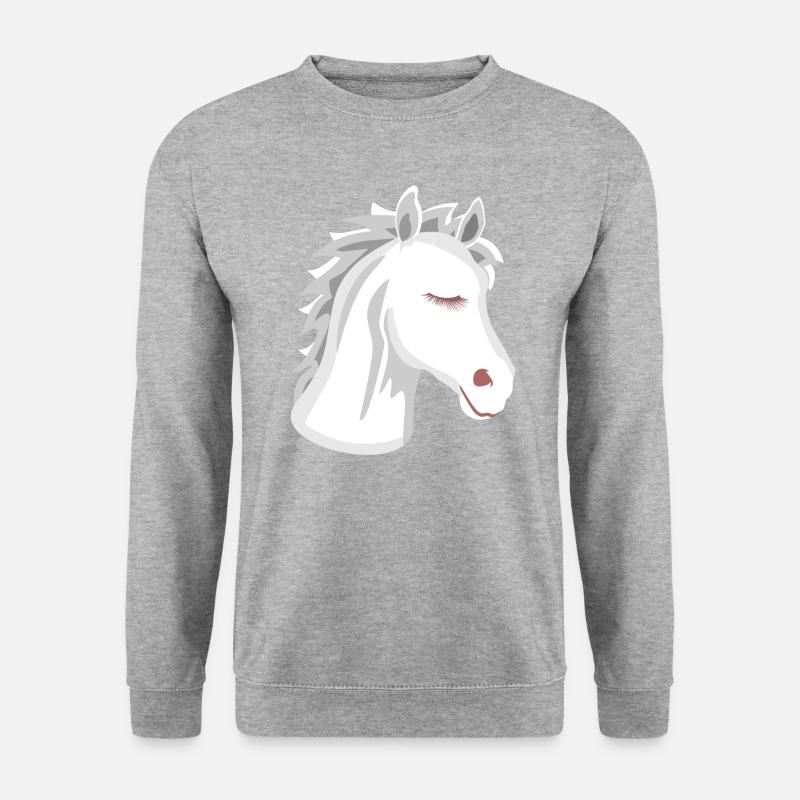 Pferdekopf - Unisex Pullover - Weißgrau meliert