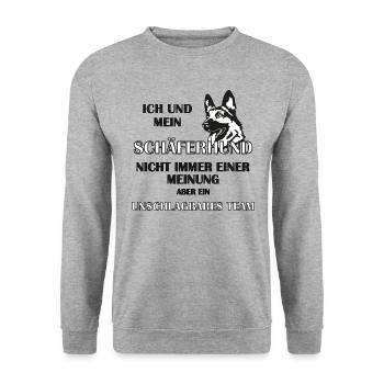 Schäferhund - Unisex Pullover - Weißgrau meliert - Vorne - Alina (178cm) & Michal (187cm)