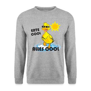 Ente Sommer cool - Unisex Pullover - Weißgrau meliert - Vorne - Alina (178cm) & Michal (187cm)