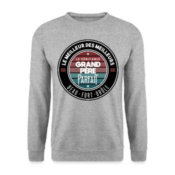 Le véritable grand père parfait - Sweat-shirt Unisexe - gris chiné - Devant - Alina (178cm) & Michal (187cm)