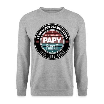 Le véritable papy parfait - Sweat-shirt Unisexe - gris chiné - Devant - Alina (178cm) & Michal (187cm)