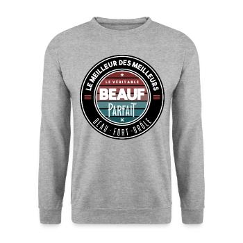 Le véritable beauf parfait - Sweat-shirt Unisexe - gris chiné - Devant - Alina (178cm) & Michal (187cm)