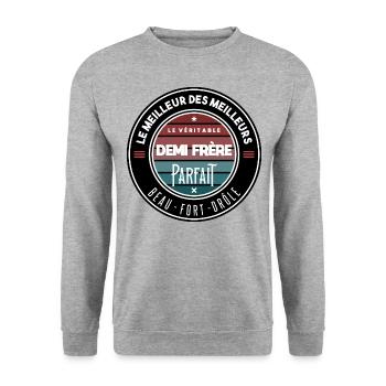 Le véritable demi frère parfait - Sweat-shirt Unisexe - gris chiné - Devant - Alina (178cm) & Michal (187cm)