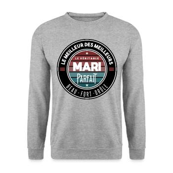 Le véritable mari parfait - Sweat-shirt Unisexe - gris chiné - Devant - Alina (178cm) & Michal (187cm)