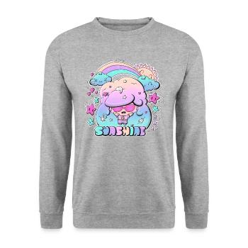 Sunshine bubble head cutie with text - Unisex Sweatshirt - salt & pepper - Front - Alina (178cm) & Michal (187cm)