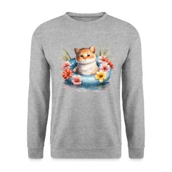 Égout Aquarelle Chat Anneaux de Natation - Sweat-shirt Unisexe - gris chiné - Devant - Alina (178cm) & Michal (187cm)