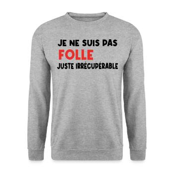 je ne suis pas folle - Sweat-shirt Unisexe - gris chiné - Devant - Alina (178cm) & Michal (187cm)