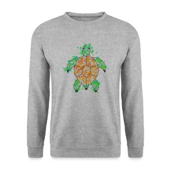Turtlee GeomeTRIX bunt - Unisex Pullover - Weißgrau meliert - Vorne - Alina (178cm) & Michal (187cm)